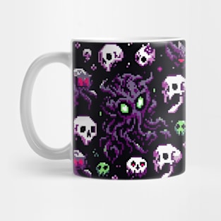 PATRON CALAVERAS MUTANTES Y PULPO ALIEN MORADO PIXELADOS Mug